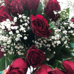 A timeless arrangement of deep red roses