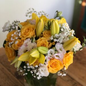 Golden Radiance Rose & Lily Vase